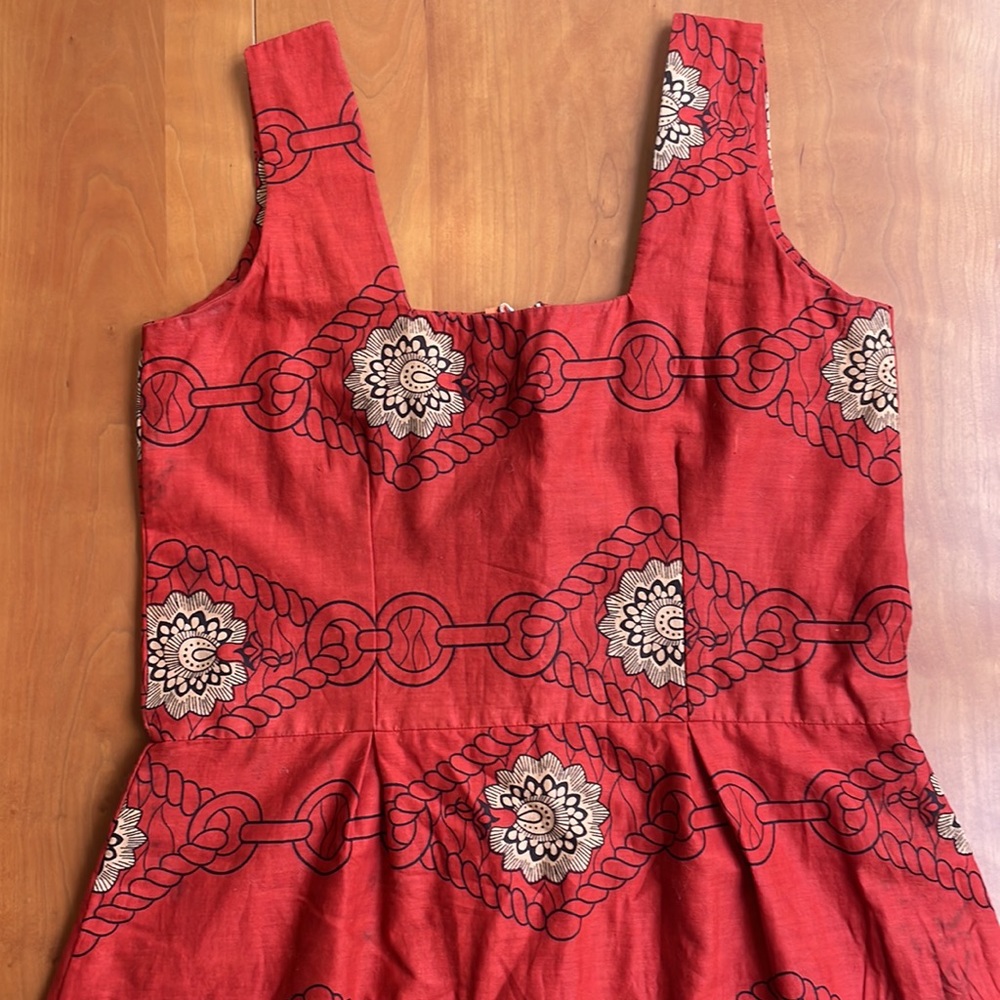 Handmade West African A-Line Sleeveless Dress in Authentic Cloth Size L